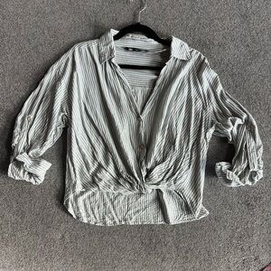 Zara Gray Striped Blouse